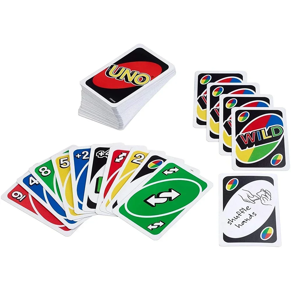 Mattel-Jeu de cartes Uno pour toute la famille, jeu de société, style classique, amusant, jouet pour enfant, boîte cadeau, lot de 18 pièces