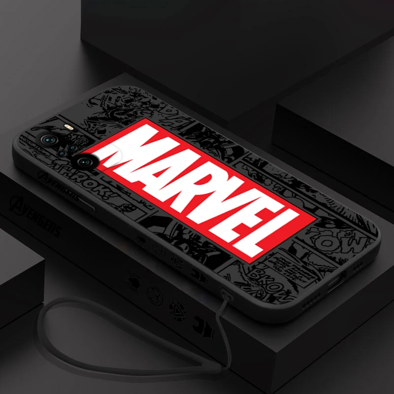 Coque de téléphone Avengers Marvel Art Comics pour Xiaomi, Redmi Note 13, 12, 12Pro, 11, 11S, 11T, 10S, 10 Pro Plus, 5G Liquid Stores, Corde