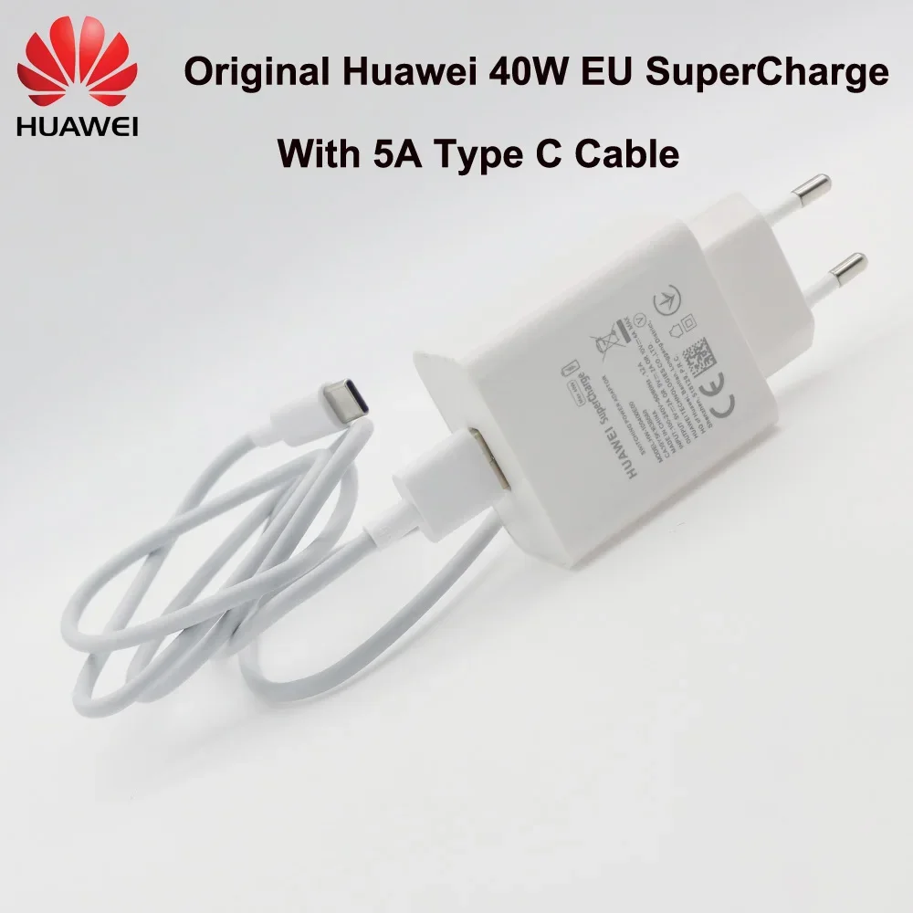 Huawei-Chargeur d'origine 10V 4A Smile 40W, adaptateur de charge UE 5A, câble USB type C pour Nova 5 5t 5 Pro Mate 30 Pro P20 P30 Pro